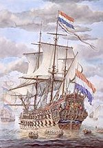 Schilderij met een VOC-schip